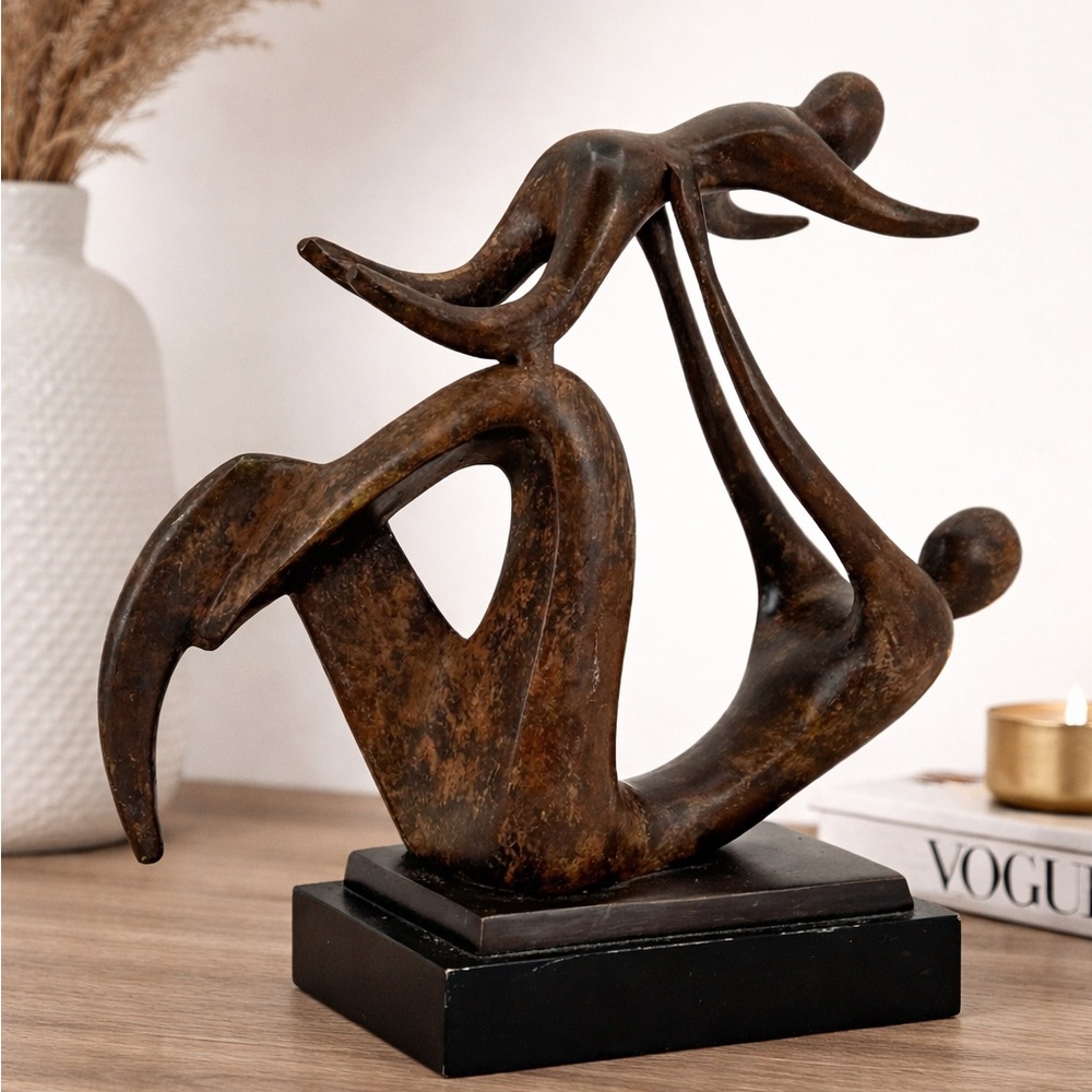 Vintage Wildwood Bronze Sculpture Mother Child Abstract Modernist Statue